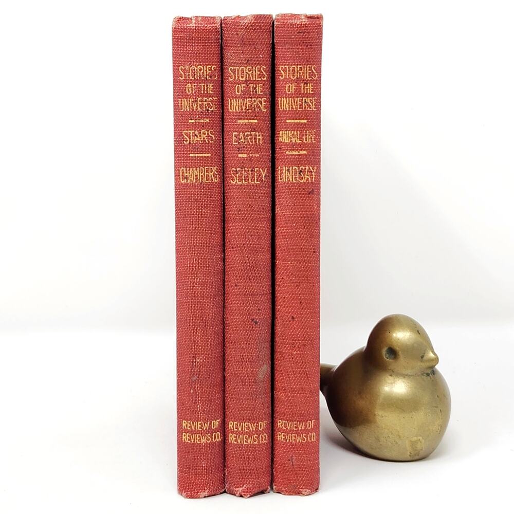 Stories of the Universe 3-Vol 1909 Antique Set Red Gold Embossed HC